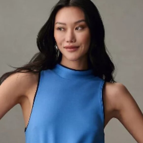 Brand New Maeve Sleeveless Mock-Neck Mini Shirt Dress - Picture 5 of 8